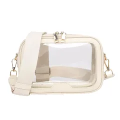 【新品】 [Electric Circus] かっこいい かわいい おしゃれ プレゼント 人気 痛バッグ 痛バ トート ショルダー バッグ ばっぐ 推しバ 透明 クリア 斜めかけ 推し活 推し ぬい 活 ブラック ホワイト 黒 白 (ホワイト)