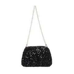 【新品】 [Liebendo] スパンコールバッグ パーティーバッグ レディース ショルダー バッグ ポシェット 巾着 チェーン 小さめ おしゃれ かわいい 結婚式 ドレス キラキラ 肩掛け 斜めがけ (ブラック) 1