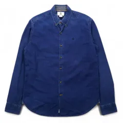 TIMBERLAND デニム ボタンダウンシャツ M インディゴ ブルー ワンポイントロゴ刺繍