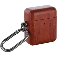 新品 未使用 AirPods 第1 第2世代 対応 ナチュラルウッドケース カリンウッド 天然木 LEPLUS カラビナ付 マグネット蓋 ワイヤレス充電対応 Lightning充電対応 保護ケース 落下防止　 軽量 　おしゃれ 　 持ち運びしやすい　取り付け可