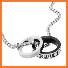 【新品】 DIESEL ディーゼル DX1168040 ダブルリング ネックレス ステンレス ロゴ メンズ [並行輸入品] 0