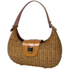 サルヴァトーレフェラガモ Salvatore Ferragamo ヴァラ ショルダーバッグ かごバッグ 籐 肩掛け ショルダーバッグ ラタン ベージュ オレンジ レディース 【中古】