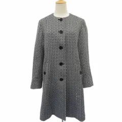 ローラアシュレイ LAURA ASHLEY ノーカラーコート 上着 11 グレー 総柄 ラウンドネック ロング丈 /YS34 ■ECD001のサムネイル