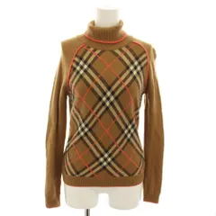 バーバリーブルーレーベル BURBERRY BLUE LABEL ニット セーター タートルネック 長袖 チェック柄 M 茶 ブラウン FBF14-589 /YT ■ECD001
