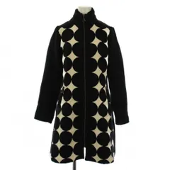 デシグアル Desigual スタンドカラーコート ロング ジップアップ ドット柄 38 黒 白 /BM ■ECD001