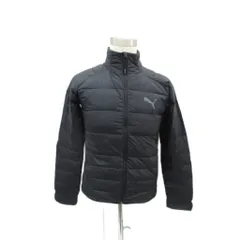 プーマ PUMA ダウンジャケット 上着 ミドル丈 スタンドカラー 無地 ロゴプリント ナイロン ジップアップ S 黒 /SY26 ■ECD001