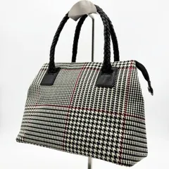 LAUREN RALPH LAUREN ローレン ラルフローレン トートバッグ 千鳥格子 キャンバス レザー 本革 切替 A4収納可 大容量 肩掛け 通勤 通学 ビジネス レディース 人気 ブランド 美品 上品 高級感 きれいめ 秋冬 定番