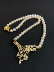 【高級感・SILVER刻印】大粒貝パール ネックレス 華やかビジューチャーム付き