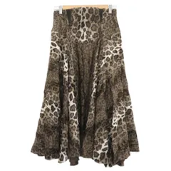 イタリヤ 伊太利屋 フレアスカート 7A2 茶 ブラウン ヒョウ柄 レオパード柄 ロング丈 /YS53 ■ECD001