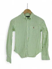 Ralph Lauren ラルフローレン ストライプシャツ レディース7 グリーン コットン