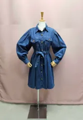 ラニアケア パフ デニム フレア ONE PIECE 紐 セット