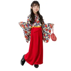 【在庫処分】衣装 着物 和服 七五三 90 節句 ひな祭り 100 ひなまつり 110 女の子 キッズ 120 子供 2点セット 130cm 袴風