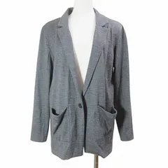 グリーンレーベルリラクシング ユナイテッドアローズ green label relaxing 美品 ニット テーラードジャケット ウール シングル 1B グレー X