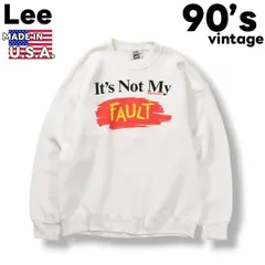 90s ヴィンテージ USA製 リー Lee 『 It s Not My Fault 』 ジョーク プリント ヘビーウェイト スウェット トレーナー クルーネック 裏起毛 XL ホワイト アメリカン カジュアル ストリート メンズ