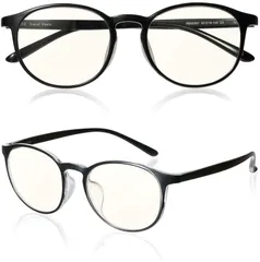 【在庫セール】[ROTAKUMA] ブルーライトカット メガネ PC眼鏡 パソコン用 JIS規格 UVカット 超軽量14g ボストン型 おしゃれ 紫外線カット メンズ レディース ユニセックス 度なし 伊達めがね (ブラック/クリア)