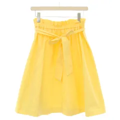 クチュールブローチ COUTURE BROOCH フレアスカート ひざ丈 ワンカラー ベルト 38 黄色 イエロー /BB ■ECC001