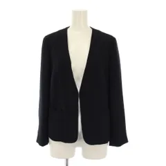 ナチュラルビューティーベーシック NATURAL BEAUTY BASIC ノーカラージャケット 総裏地 ワンカラー M 紺 ネイビー /BB ■ECC001