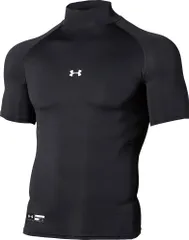 アンダーアーマー UNDER ARMOUR 野球 UAヒートギアアーマー コンプレッション ショートスリーブ モックシャツ メンズ 半袖 インナー ベースレイヤー 部活 ジム フィットネス ランニング  1358642 001 BLACK