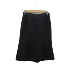 コムサデモード COMME CA DU MODE フレアスカート ミモレ丈 9 黒 無地 /SY8 ■ECC001