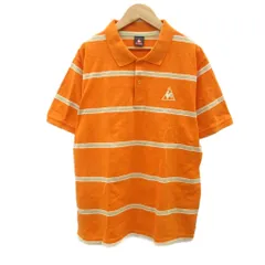 ルコックスポルティフ le coq sportif ゴルフウエア ポロシャツ 半袖 O XL オレンジ ボーダー柄 ロゴ刺繍 /SY1 ■ECC001