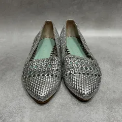 DIANA ダイアナ メッシュ フラットシューズ ポインテッドトゥ シルバー 編み込み レディースシューズ パンプス フラットパンプス 21.5cm