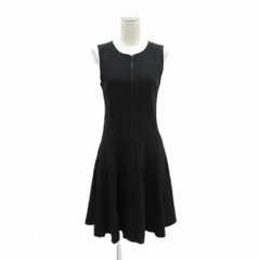 セオリー Theory ワンピース ひざ丈 2 M 黒 無地 ラウンドネック ノースリーブ /SY28 ■ECC001