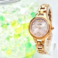 洗浄済]SEIKO ティセ 電波ソーラー レディース腕時計 ハート ピンク