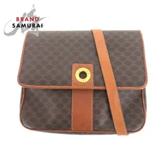 CELINE セリーヌ ヴィンテージ マカダム サークルロゴ ブラウン ゴールド金具 PVC/レザー ショルダーバッグ ポシェット レディース 502708【中古】