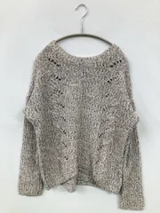 GAP ギャップ ニット/セーター M グレー コットン ニット 無地 ミドル丈 長袖 クルーネック(丸首)