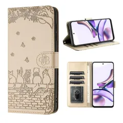 【新着商品】Motorola Moto G13 ケース 手帳型 カバー おしゃれ モトローラ g13 ケース 手帳型 カバー 全面保護 上質 PUレザー Moto G13 手帳型 ケース カバー かわいい猫と美しい桜柄 Motorola Moto G13 用