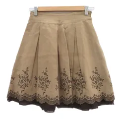 レストローズ L'EST ROSE フレアスカート MT ベージュ 花柄刺繍 裾スカラップ レース ひざ丈 /YS28 ■ECD001