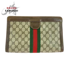GUCCI グッチ シェリーライン オールドグッチ ブラウン ベージュ GGスプリームキャンバス/レザー クラッチバッグ セカンドバッグ 506130【中古】