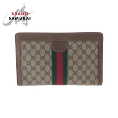 GUCCI グッチ ヴィンテージ シェリーライン ブラウン ベージュ GGスプリームキャンバス クラッチバッグ セカンドバッグ レディース 506152【中古】