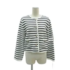 グリーンレーベルリラクシング ユナイテッドアローズ green label relaxing ニットカーディガン 白 ホワイト 黒 ブラック ボーダー柄 ラウンドネック ミドル丈 /YS44 ■ECC001