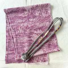 【一点もの】帯揚げ・帯締めセット 洋風紫×グレー 静かな個性を引き立てる和装小物