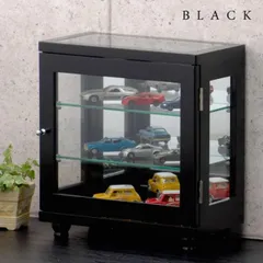 コレクションケース ワイド ブラック 約幅32×奥行17×高さ35cm シンプル 黒 お洒落な 収納ケース コンパクト 小さめ 飾りケース ガラスの棚板 送料無料