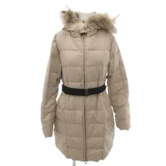 メイソングレイ MAYSON GREY 美品 ダウンコート ジャケット 2 ベージュ 長袖 ファー付きフード ベルト付き 2104-38075 /HW ■ECF001