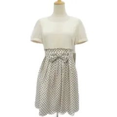 レッセパッセ LAISSE PASSE ワンピース 38 アイボリー 半袖 ドット柄 切替 ラウンドネック ベルト付き ミニ丈 /YS49 ■ECD001