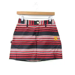 パーリーゲイツ ミニスカート ボトムス ボーダー柄 ゴルフウエア レディース 紺×赤 PEARLY GATES 【中古】