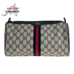 GUCCI グッチ ヴィンテージ シェリーライン グレー GGスプリームキャンバス 41 02 017 クラッチバッグ セカンドバッグ メンズ 600225【中古】