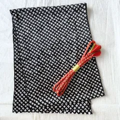 【一点もの】帯揚げ・帯締めセット 絞り黒×オレンジ 静かな個性を引き立てる和装小物