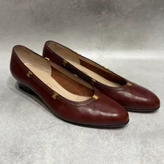 Salvatore Ferragamo フェラガモ ガンチーニ レザー パンプス ブラウン 茶色 レディースシューズ 靴 フラットパンプス ローヒール 本革 イタリア製 23cm