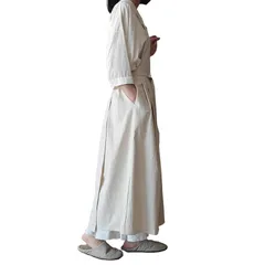 【新品】 [JUNA KOOK] エプロン レディース おしゃれ 可愛い 北欧 ドレスエプロン ロング マキシ丈 おしり隠れる ワンピース 大きめ 体型カバー カフェ 綿 撥水 無地 黒 シンプル 保育士 美容師 サロン トリマー (ホワイト) 1