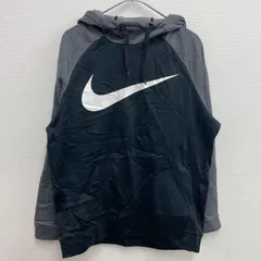 NIKE パーカー プルオーバー フーディー ビッグロゴ バイカラー グレー/ブラック【メンズM】