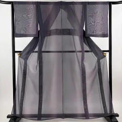 小紋 身丈159.5cm 裄丈64cm M 薄物 紗 縦ぼかし 紫 正絹 名品 【中古】