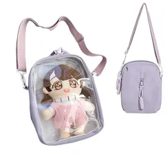 【新品】 [ENJHIKE] 痛バッグ 推し活バッグ ショルダーバッグ クリア ぬいぐるみ 透明 ビニール ポーチ 斜めがけ 軽量 小さめ レディース 女の子 学生 痛バ プレゼント オタ活 通学 可愛い ライブ 黒 パープル ピンク (パープル)