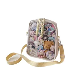 【新品】 [ReiLuana] バッグ 推し活 透明 クリア ミニショルダー 痛バッグ 魅せ 斜めがけ ポーチ 痛バ コンパクト 人気 可愛い お洒落 ぬいぐるみ ミニ ショルダー ちびぬい 韓国 オタ活 防水 軽量 小物 両面 縦長 大容量 自立 イベント 