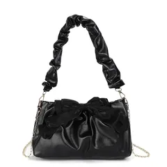 【新品】 [ハルジオ] ギャザー ショルダーバッグ リボン レディース リボンバッグ フリル シャーリング ブラック ホワイト ショルダー ギャザーショルダー 地雷系 量産型 小さめ ミニ チェーンバッグ おしゃれ かわいい 0