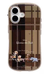 iFace スマホケース iPhone 16 対応 First Class Cafe MagSynq ディズニーキャラクター (プー/チェック/ベージュ)【 iphone16 カバー 耐衝撃 マグネット搭載 [プー/チェック/ベージュ] [iPhone 16]
