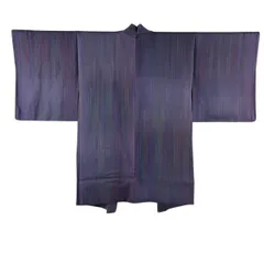 【美品】 羽織 身丈91.5cm 裄丈63.5cm S 縦縞 紫 正絹 名品 【中古】